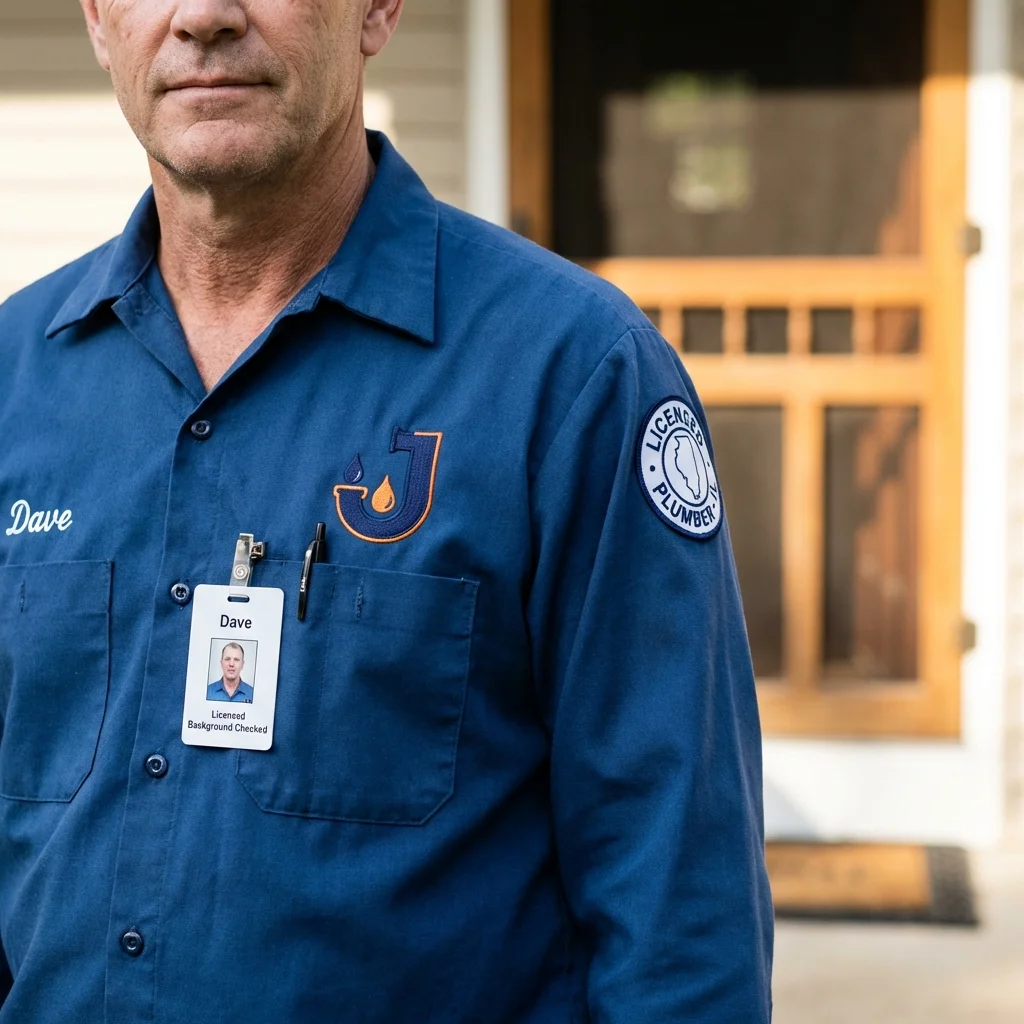 Licensed plumber showing ID badge in Little Elm, TX