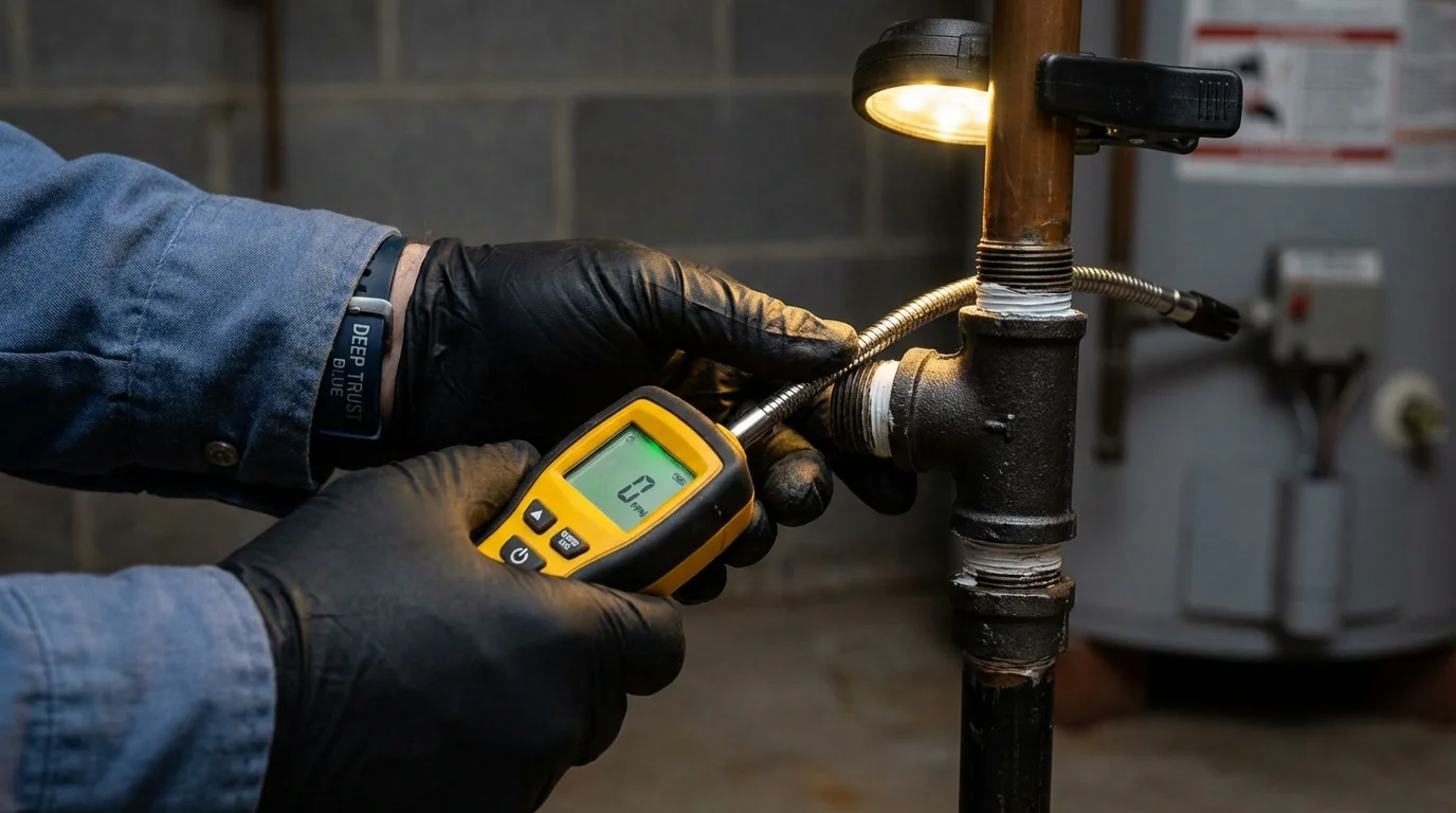 Gas leak detection with electronic sniffer by Johns Plumbing LLC in Little Elm