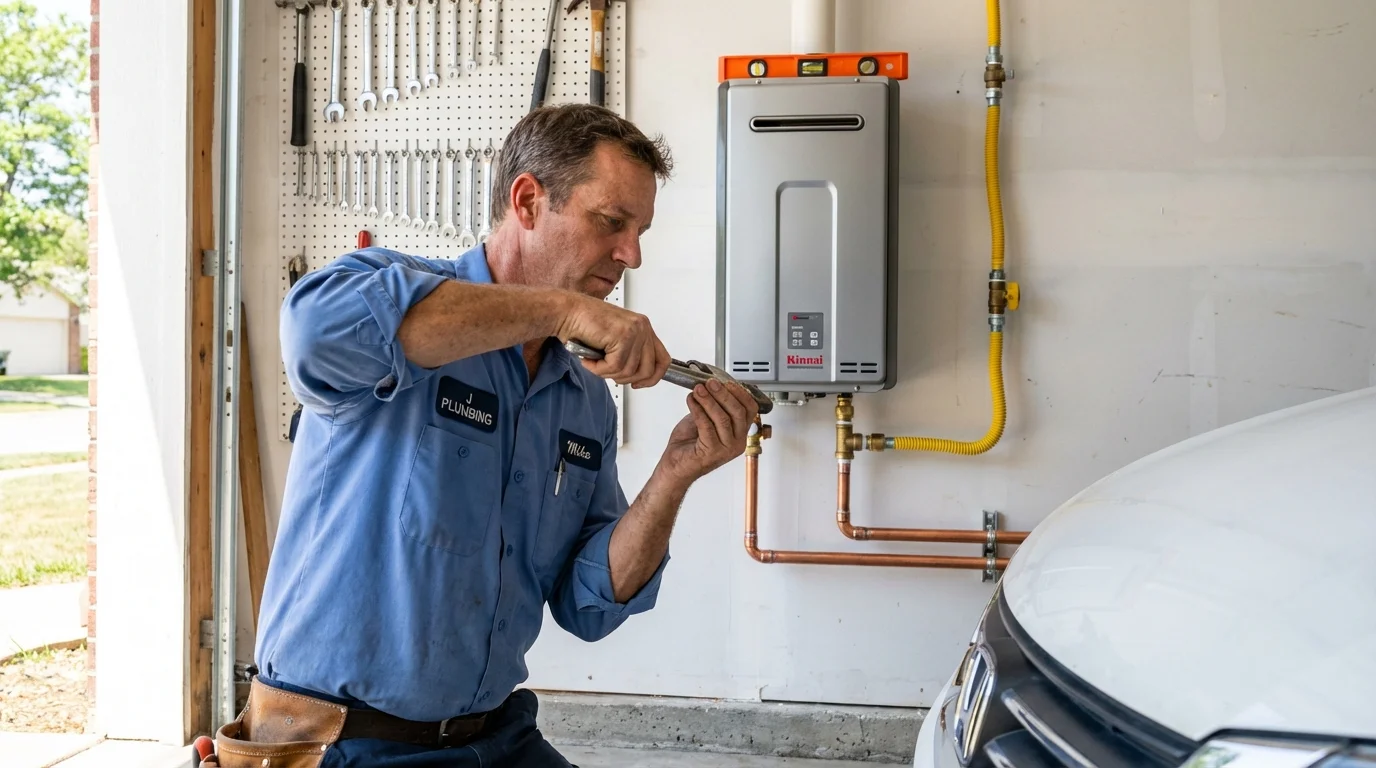 Tankless water heater installation by a Johns Plumbing LLC plumber in Little Elm